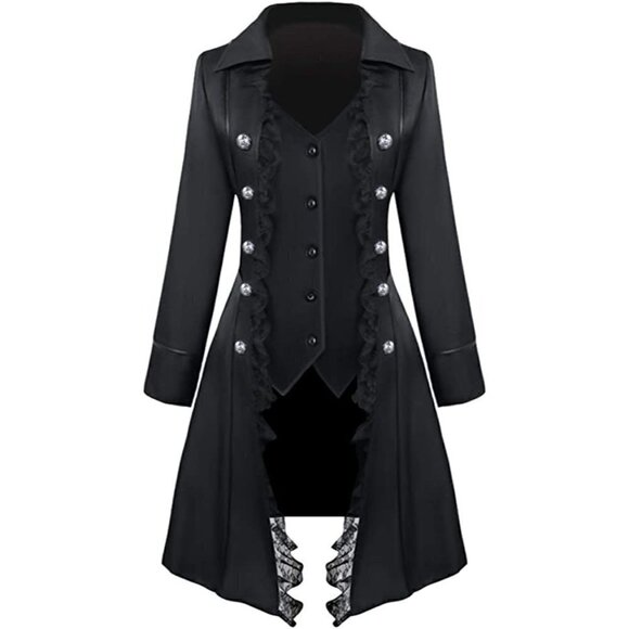 Spuly Jackets & Blazers - 𝅺lace Steampunk Trench Coat Jacket Medieval Pirate Renaissance Victorian Vamp